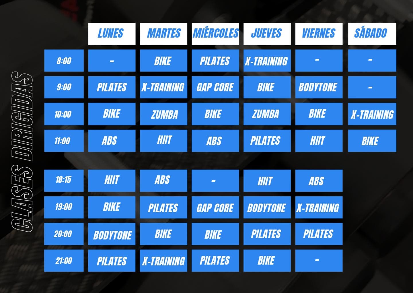 Horario de clases dirigidas de Urban Gym en Vilagarcía